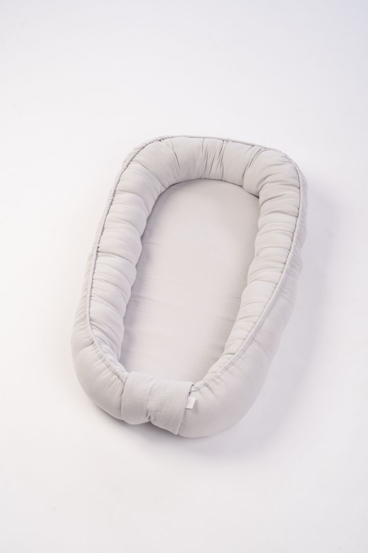 Babynest Musselin, hellgrau