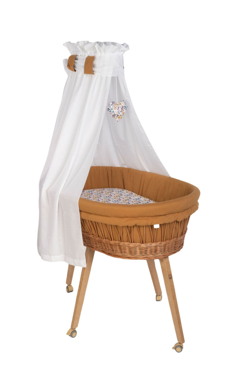 Babybett Lounge natur, Bunter Blumengarten zimt