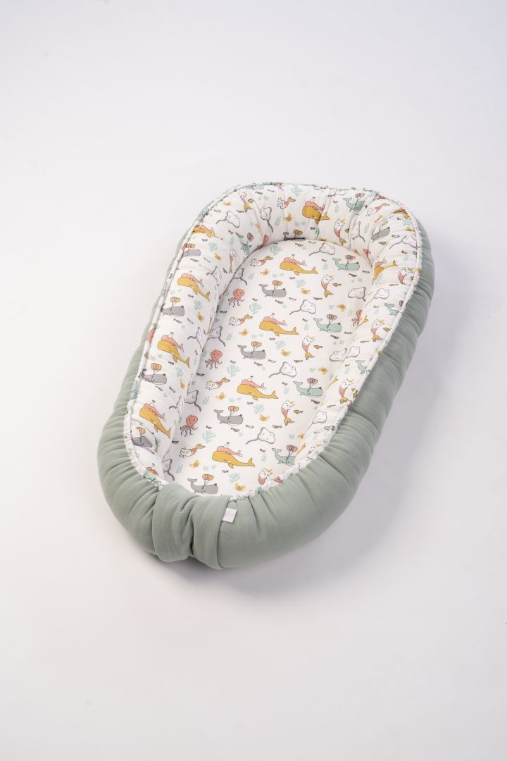 Babynest Meerestiere weißgrün