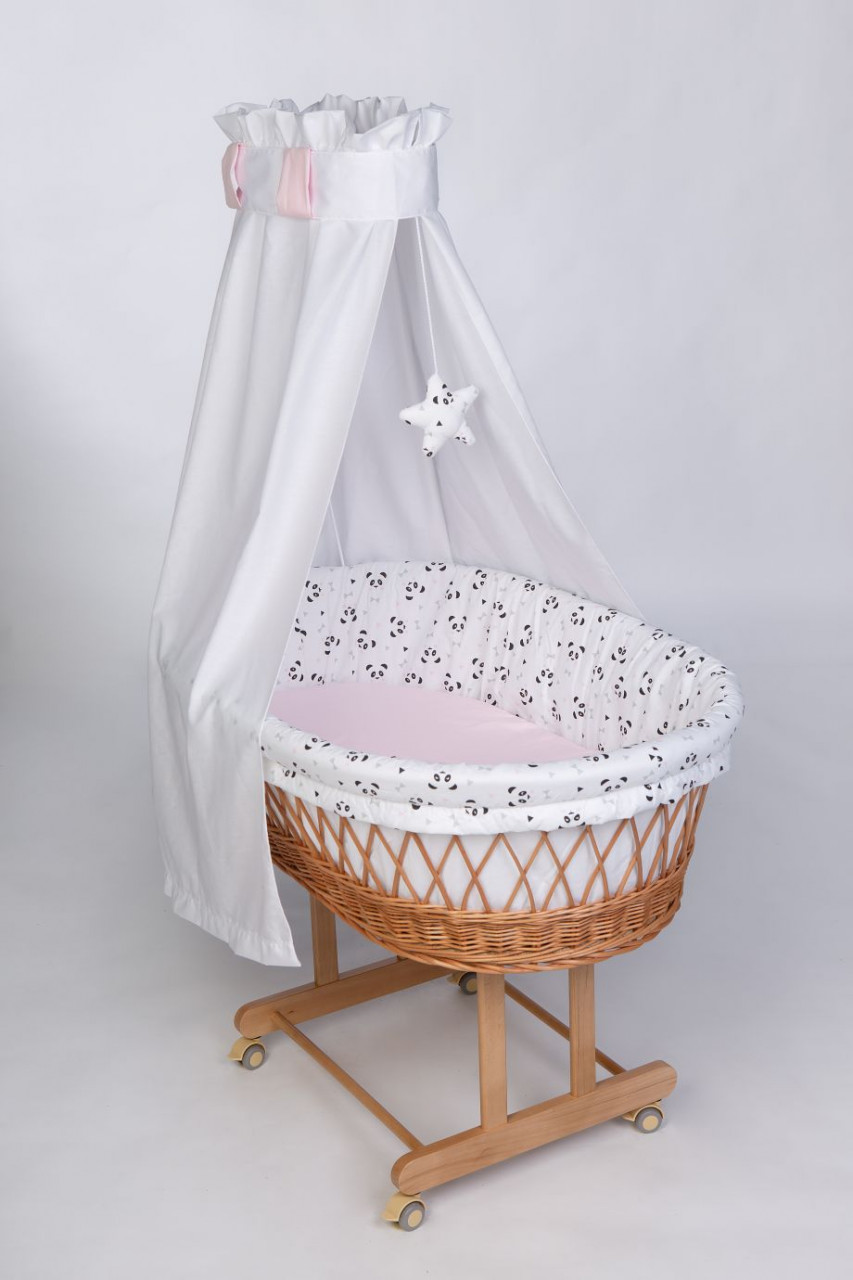 Stubenwagen Maxi natur, Pandabär rosa
