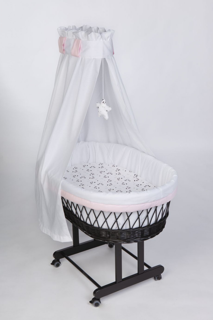 Stubenwagen Maxi schwarz, Pandabär rosa