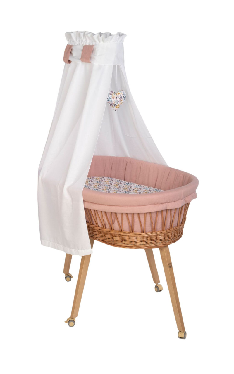 Babybett Lounge natur, Bunter Blumengarten rosa