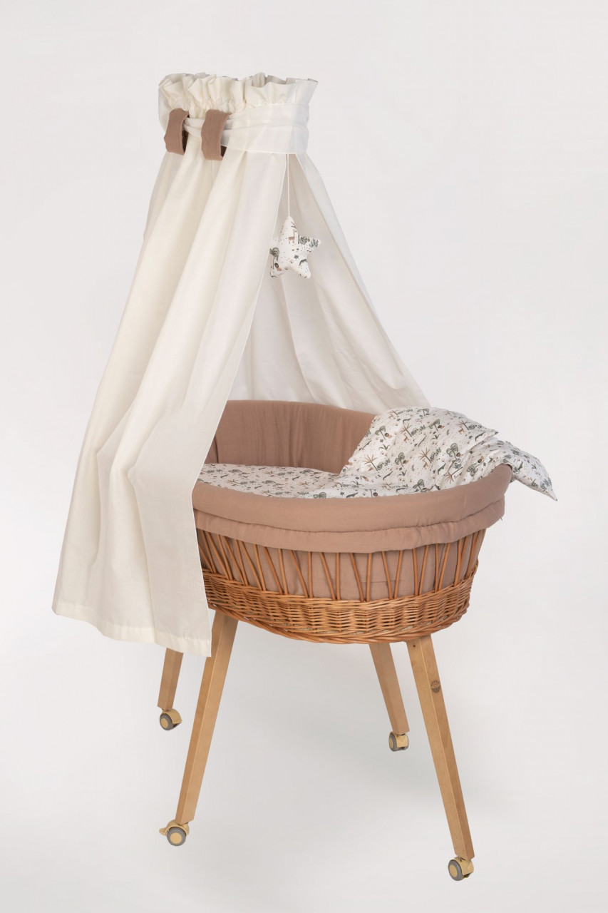Babybett Lounge mit Bettwäsche natur, mini Safari nougat