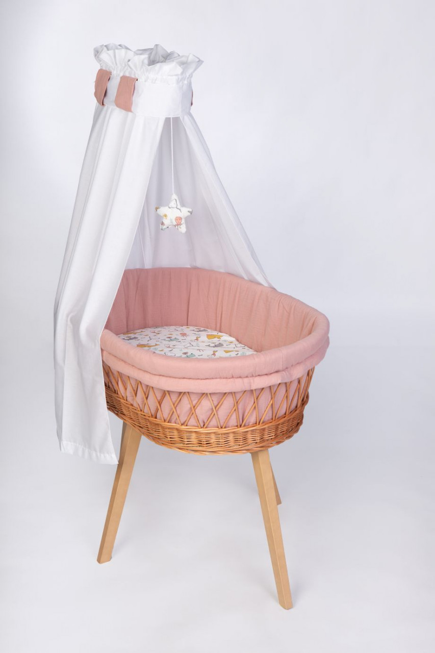 Babybett Lounge natur, Meerestiere rosa