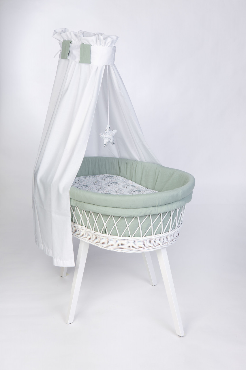 Babybett Lounge in weiß 'Little wonderland mint mit Himmel'