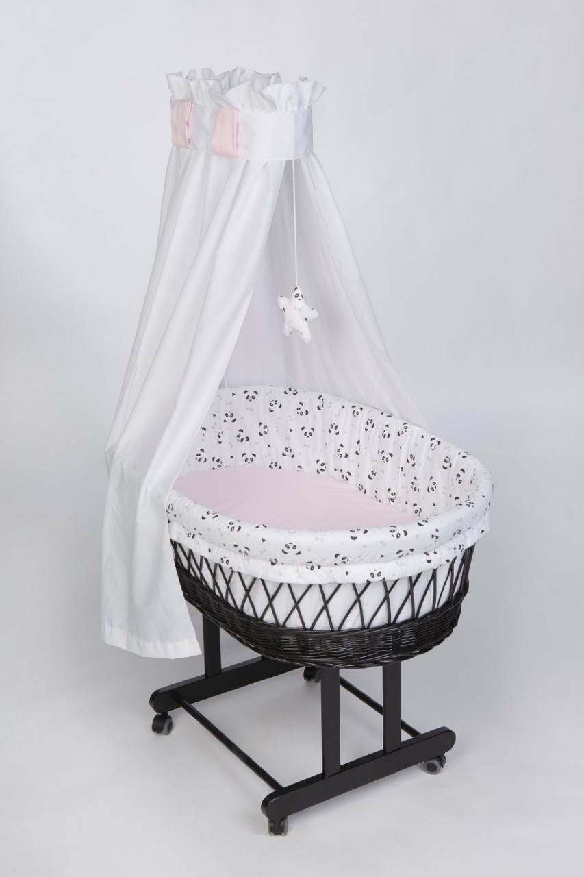 Stubenwagen Maxi schwarz, Pandabär rosa