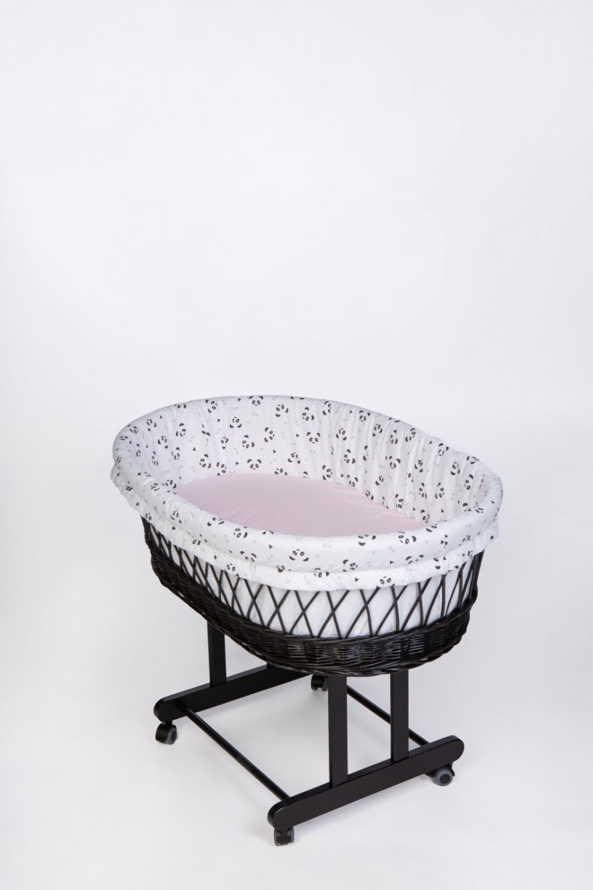 Stubenwagen Maxi schwarz, Pandabär rosa