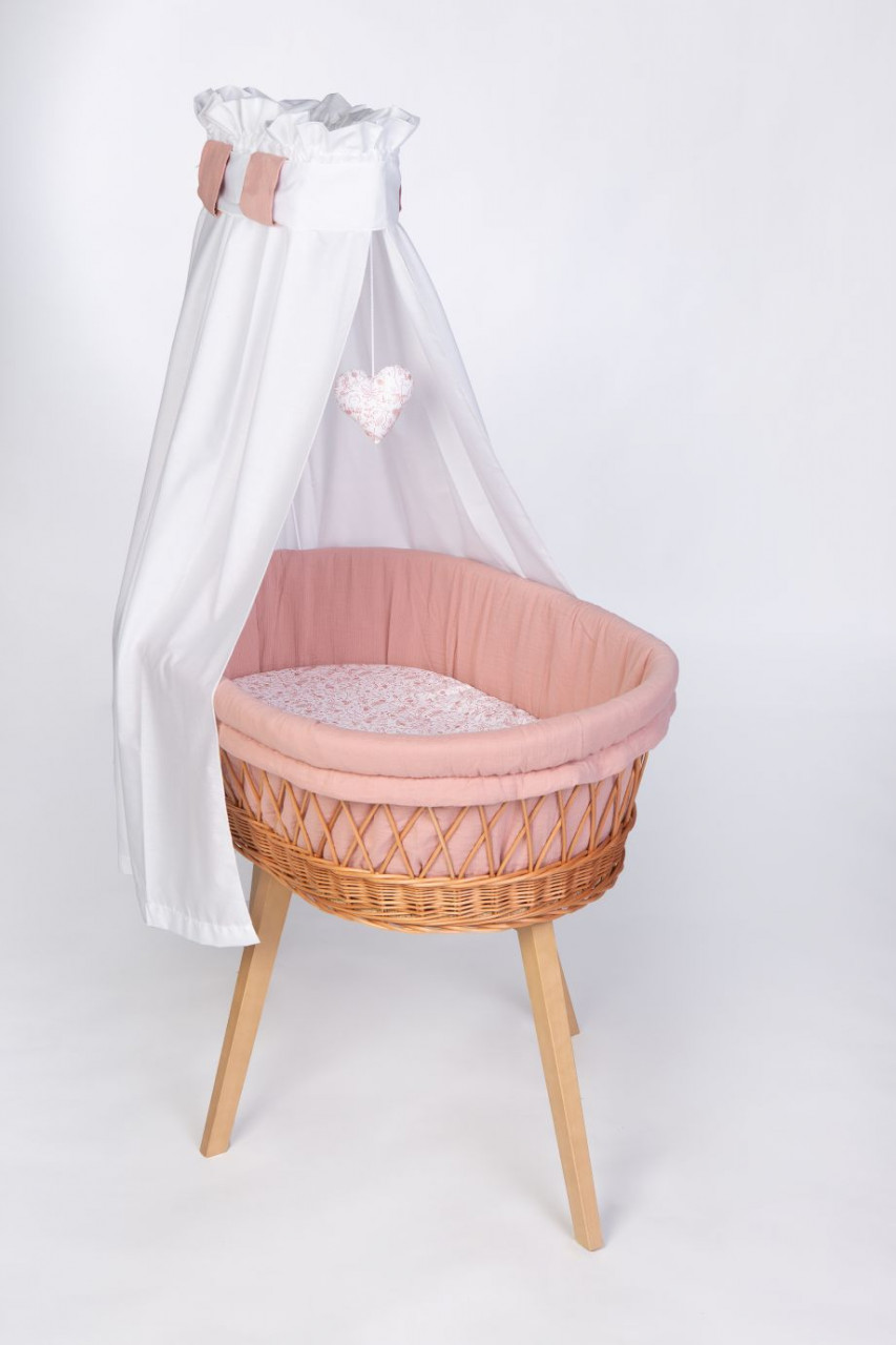 Babybett Lounge natur, Flora, Fauna & Pünktchen rosa