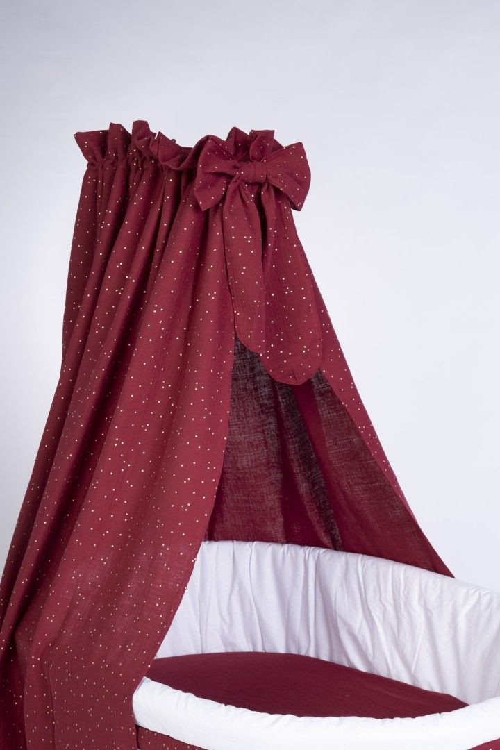 Textiles Set für Stubenwagen Musselin rot-gold