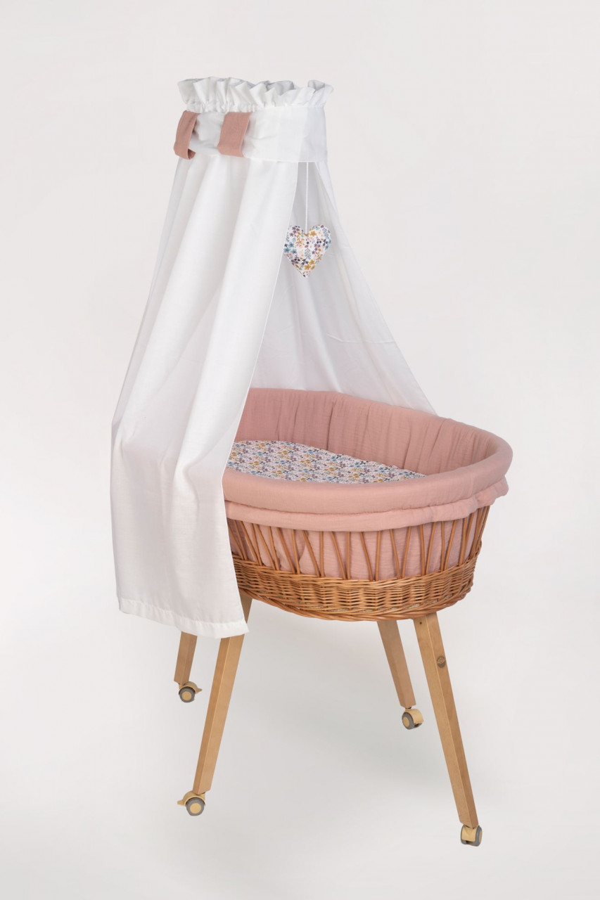 Babybett Lounge natur, Bunter Blumengarten rosa