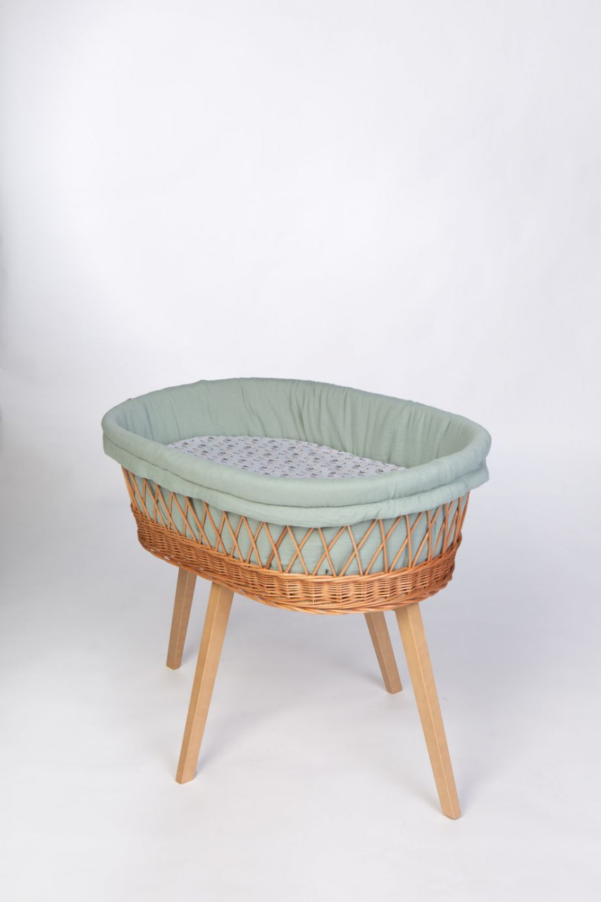 Babybett Lounge natur, Waldtiere weißgrün