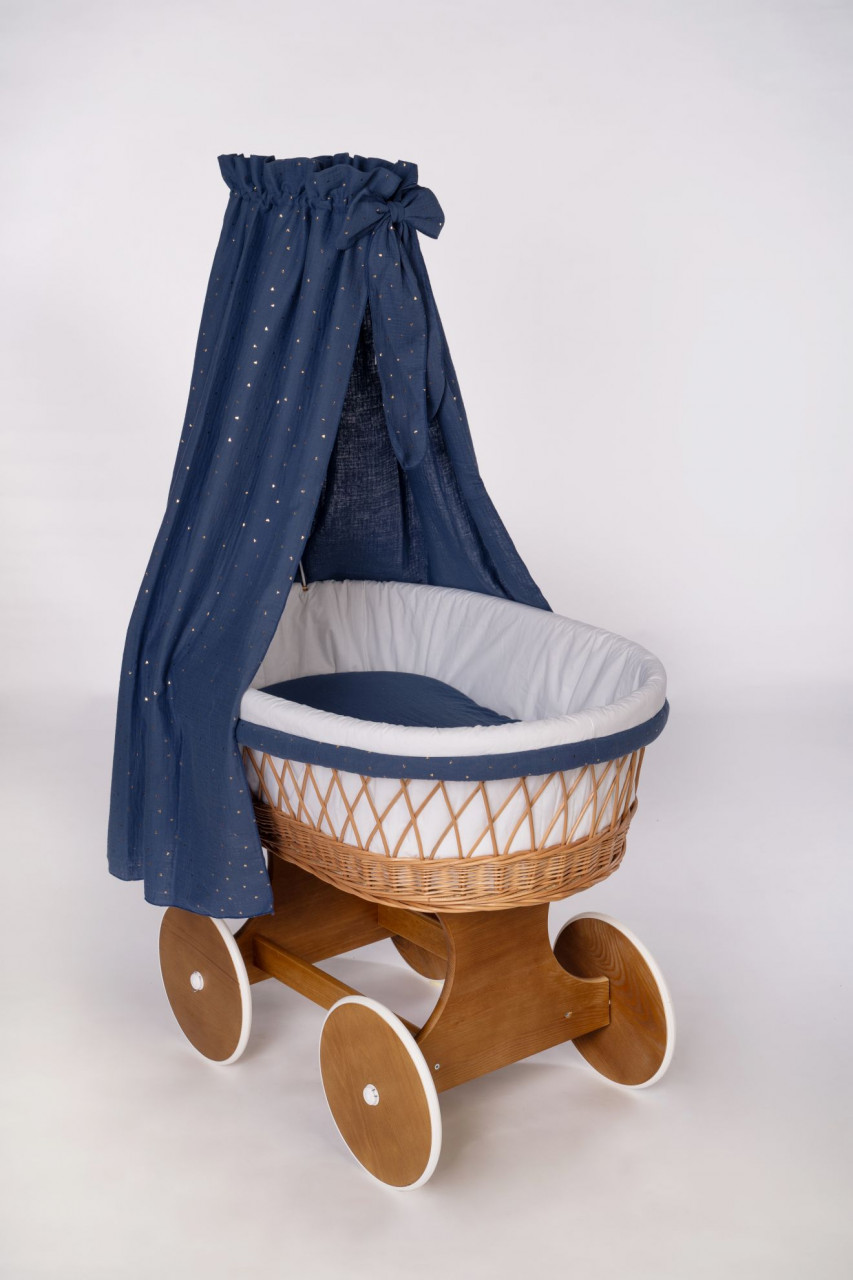 Bollerwagen Tony natur, Blau/Gold