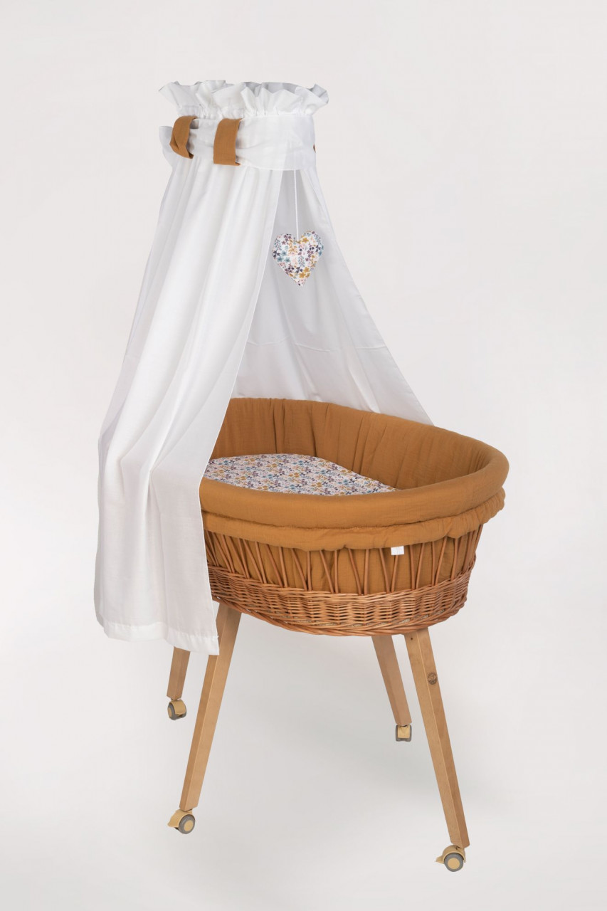 Babybett Lounge natur, Bunter Blumengarten zimt