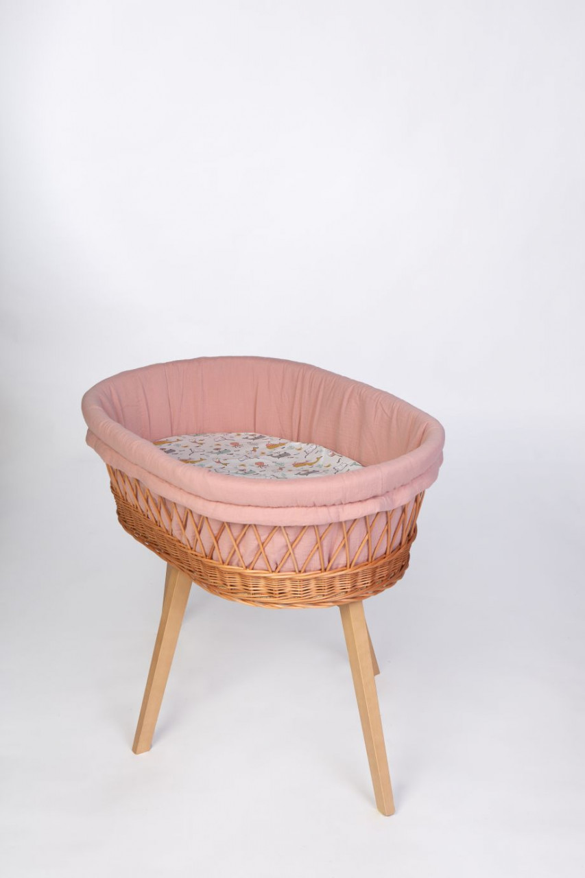 Babybett Lounge natur, Meerestiere rosa
