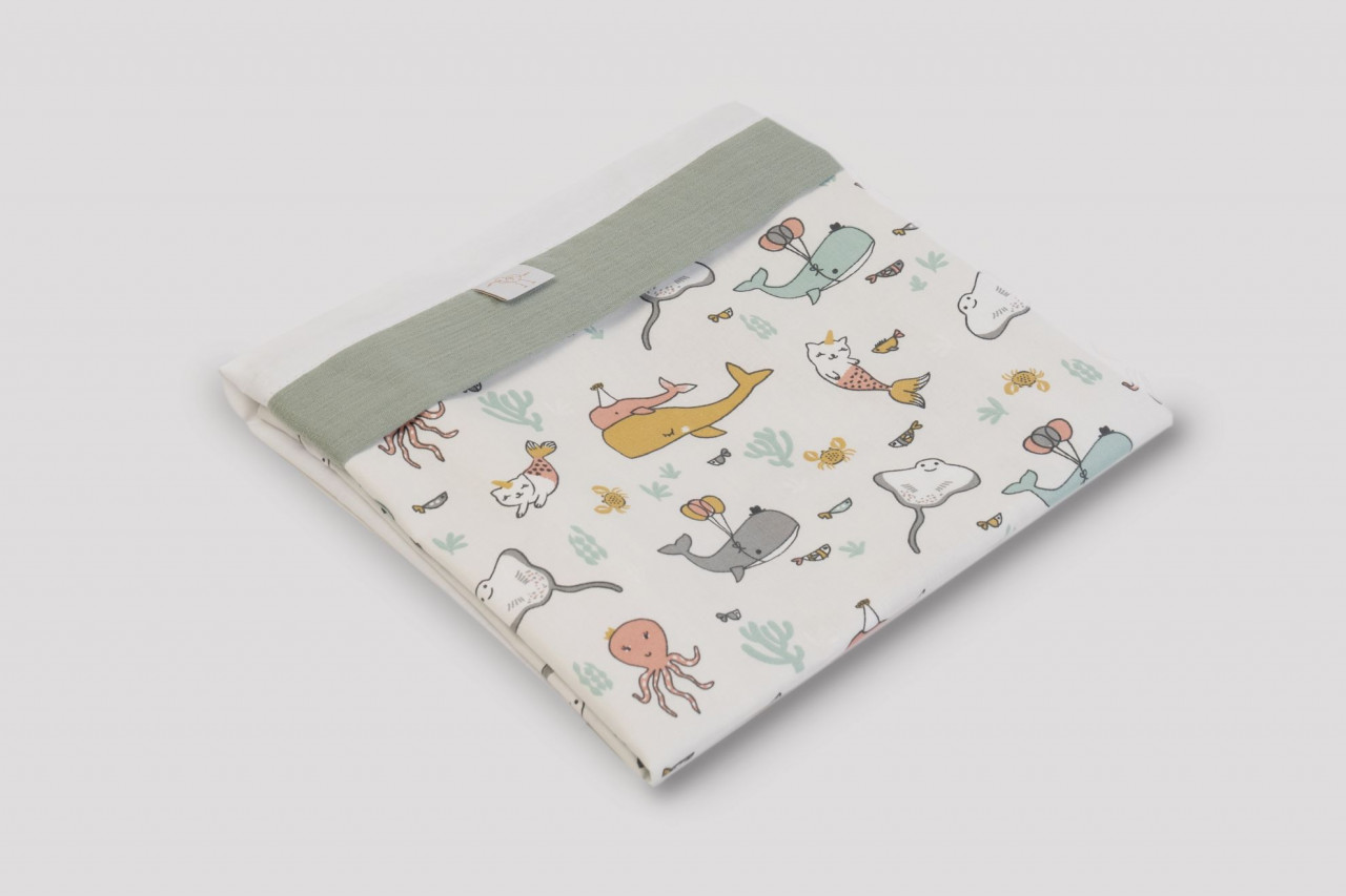 Bettwäsche 80x80 Meerestiere weißgrün